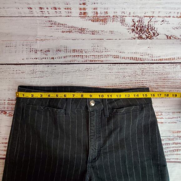 NYDJ Black Pin Stripe Wide Leg Jeans 10 Retro Relaxed Flare Denim Trousers Pants - Picture 8 of 11